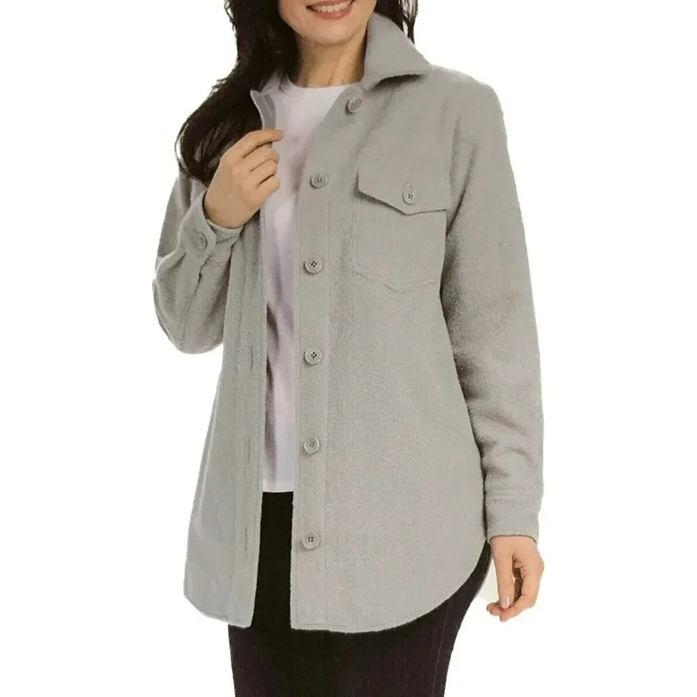 Hilary Radley Shacket Women Large Green Thick Shirt Jacket Preppy Casual Minimal - Picture 3 of 16